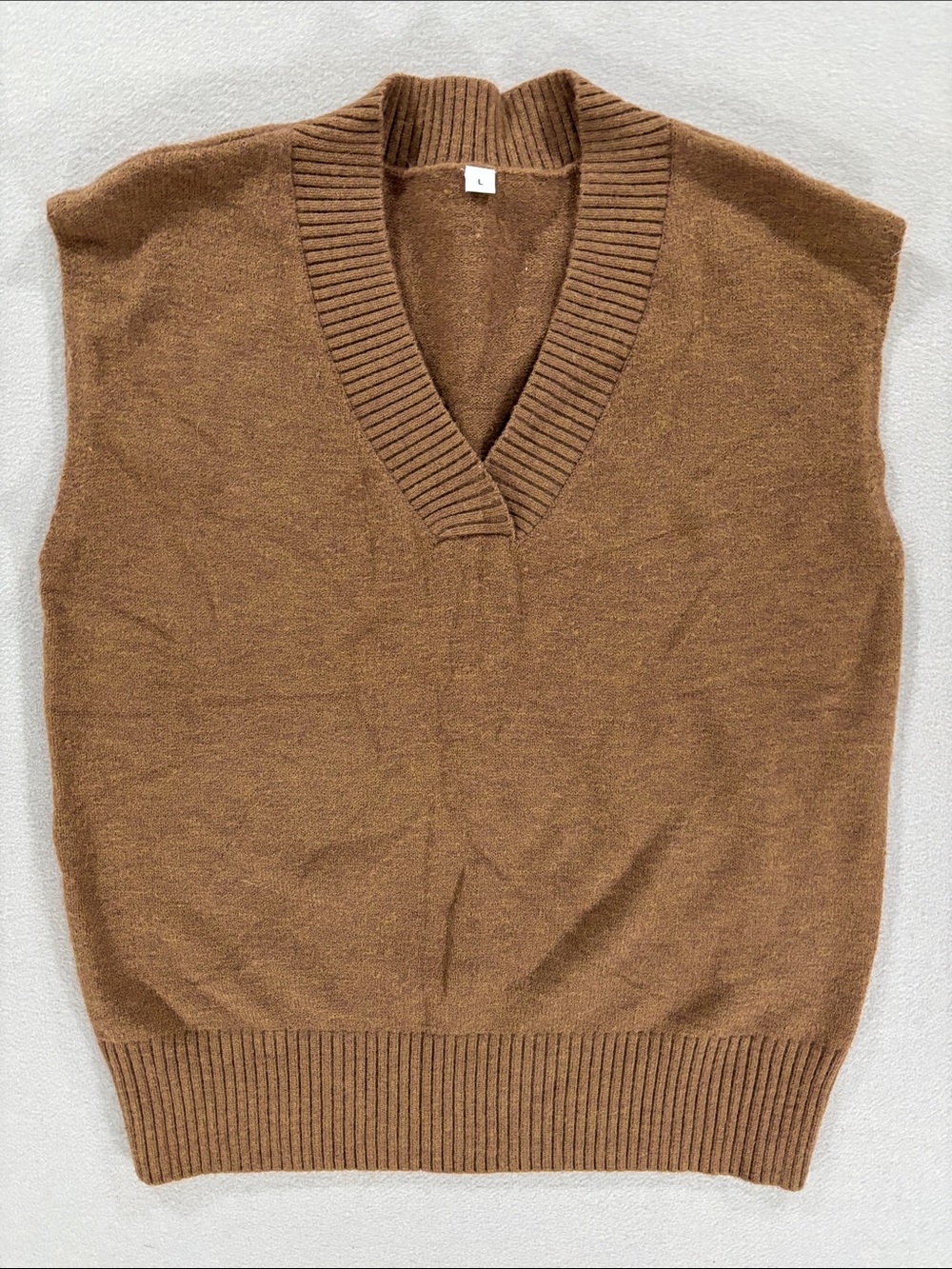 Men's Brown V-Neck Sweater Vest L
